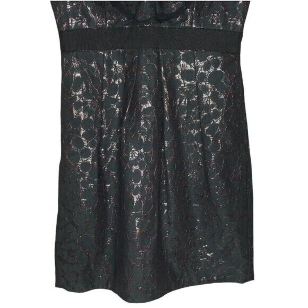 BCBGmaxazria Mini Dress Women’s 4 Black Metallic Jacquard Halter Cocktail Party - Picture 6 of 11